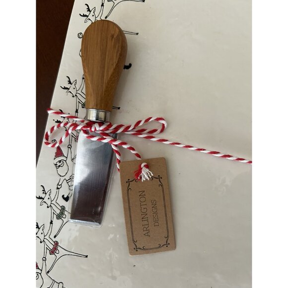 Arlington Designs Ceramic Cheese Board & Knife Set with Santa & Reindeer Design - Picture 3 of 5